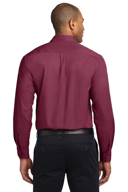 Port Authority Tall Long Sleeve Easy Care Shirt. TLS608 Burgundy/ Light Stone Tall