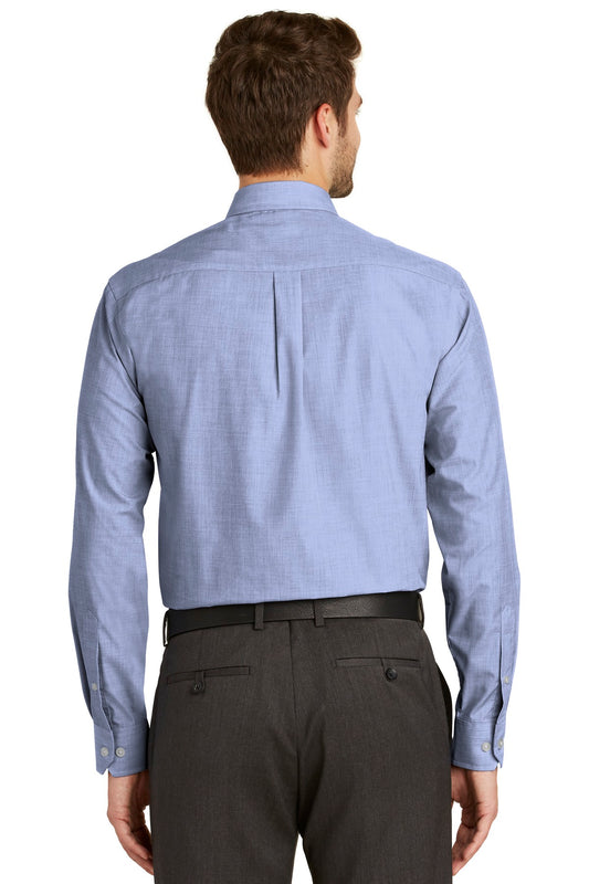 Port Authority Tall Crosshatch Easy Care Shirt. TLS640 Chambray Blue Tall