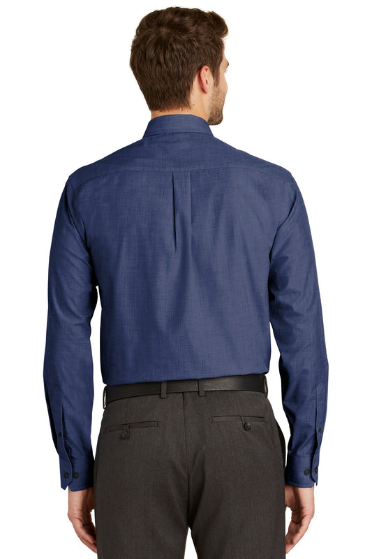 Port Authority Tall Crosshatch Easy Care Shirt. TLS640 Deep Blue Tall