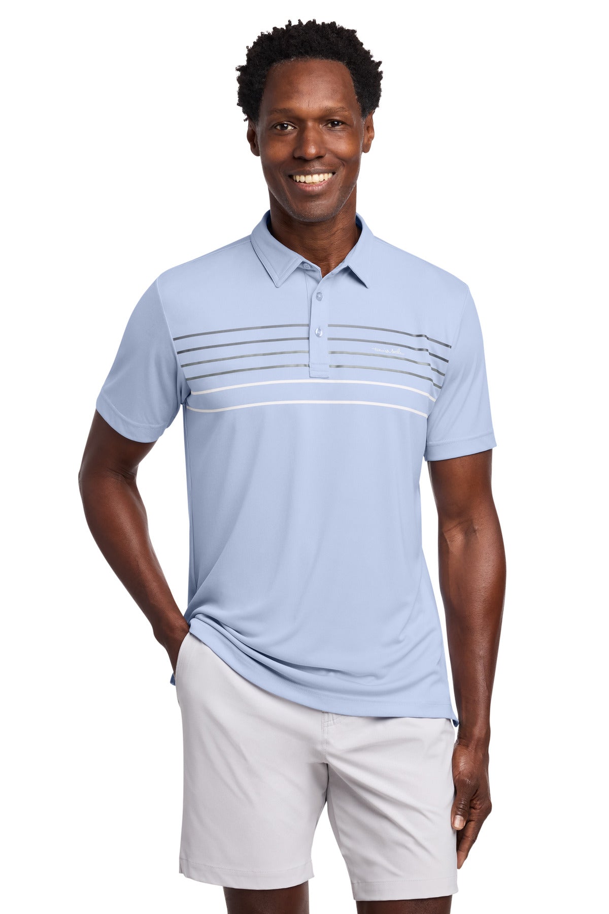TravisMathew Coto Performance Chest Stripe Polo TM1MY400 Kentucky Blue Heather