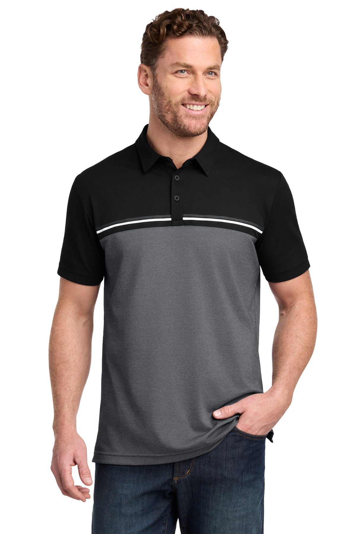 TravisMathew Sunset Blocked Polo TM1MY401 Black/ Dark Grey Heather