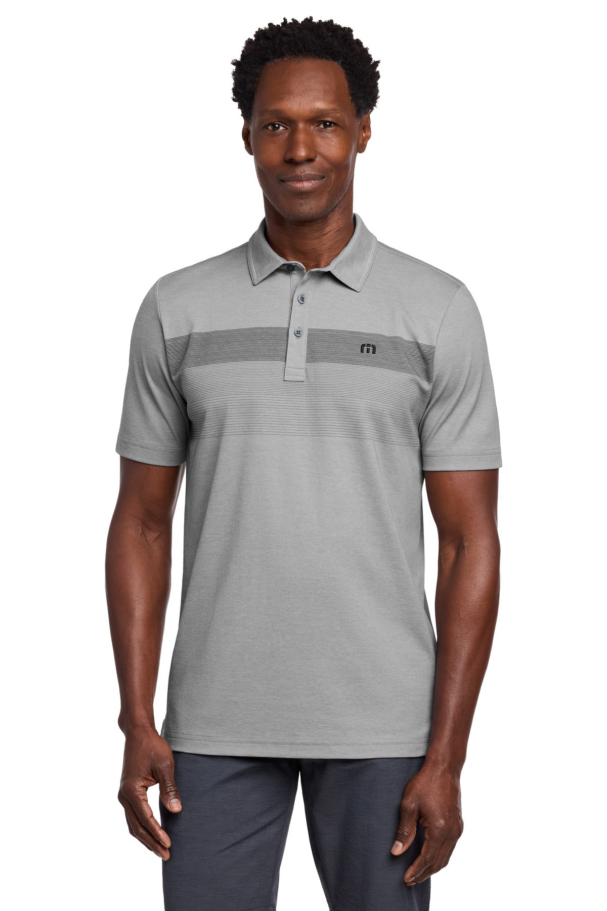 TravisMathew Coastal Chest Stripe Polo TM1MY402 Quiet Shade Grey Heather