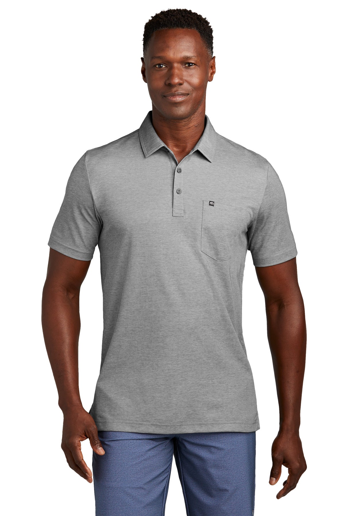 TravisMathew Oceanside Heather Pocket Polo TM1MY404 Quiet Shade Grey Heather