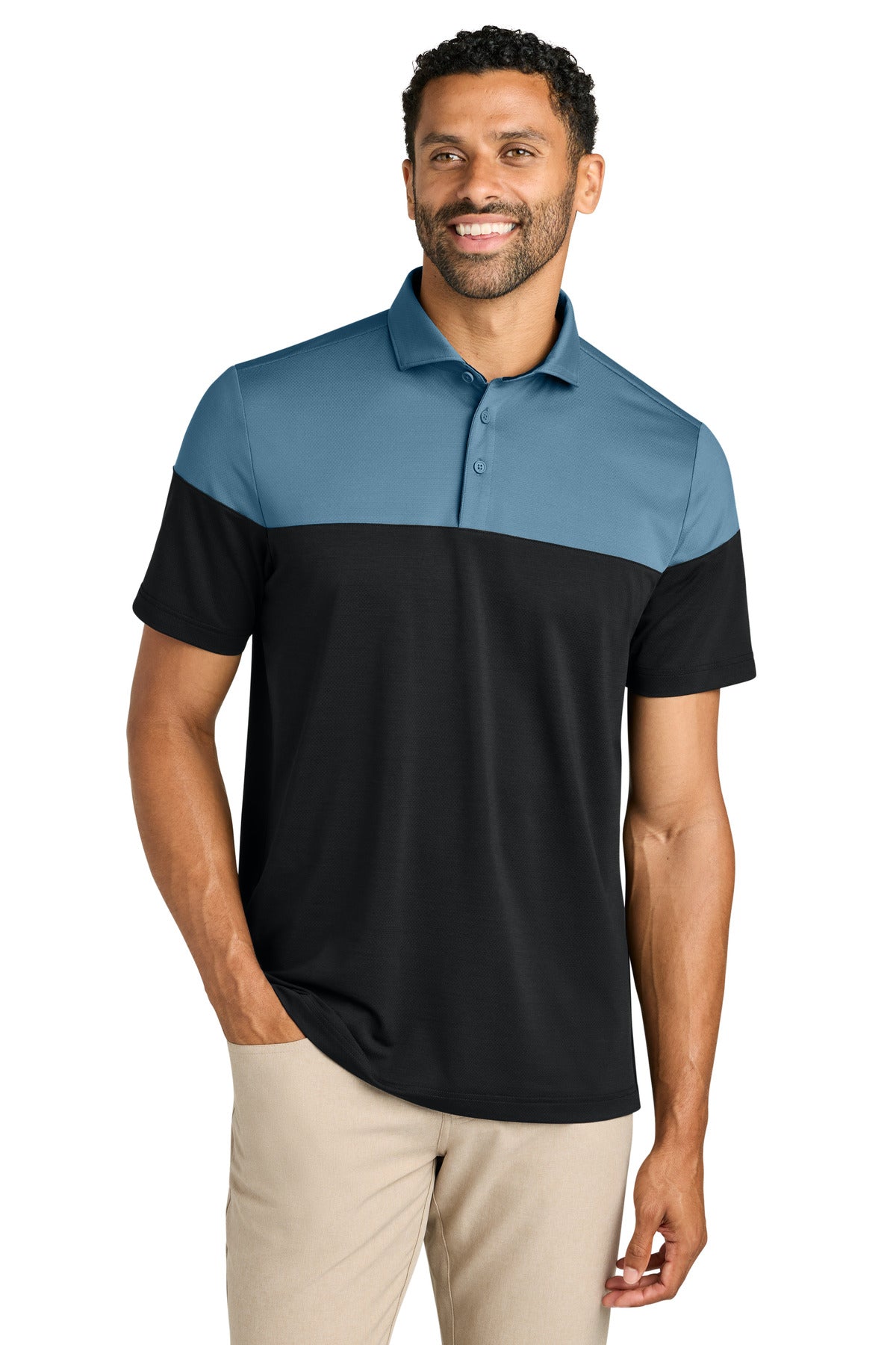 TravisMathew Onward Colorblock Polo TMA42774 Copen Blue/ Black