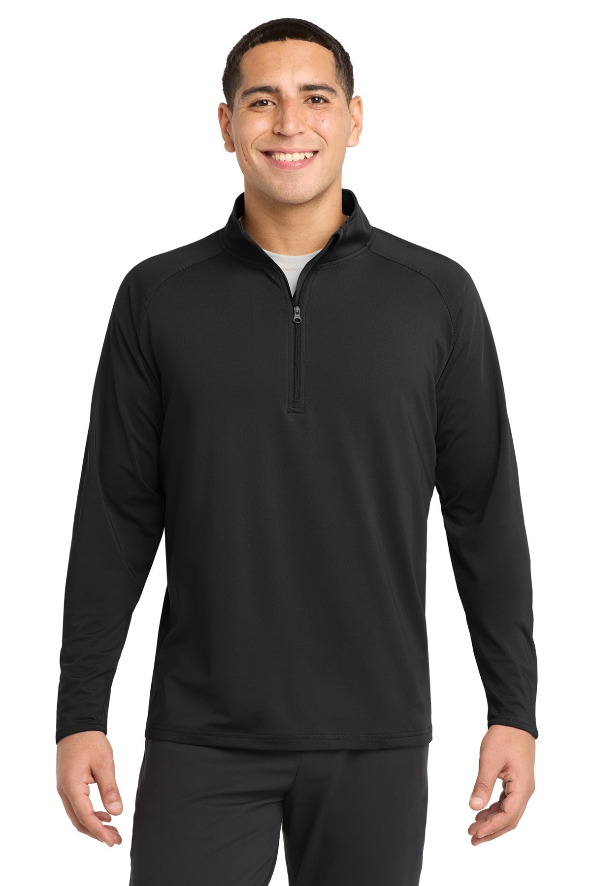 Sport-Tek Tall Sport-Wick Stretch 1/4-Zip Pullover TST850 Black