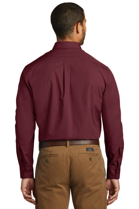 Port Authority Long Sleeve Carefree Poplin Shirt. W100 Burgundy