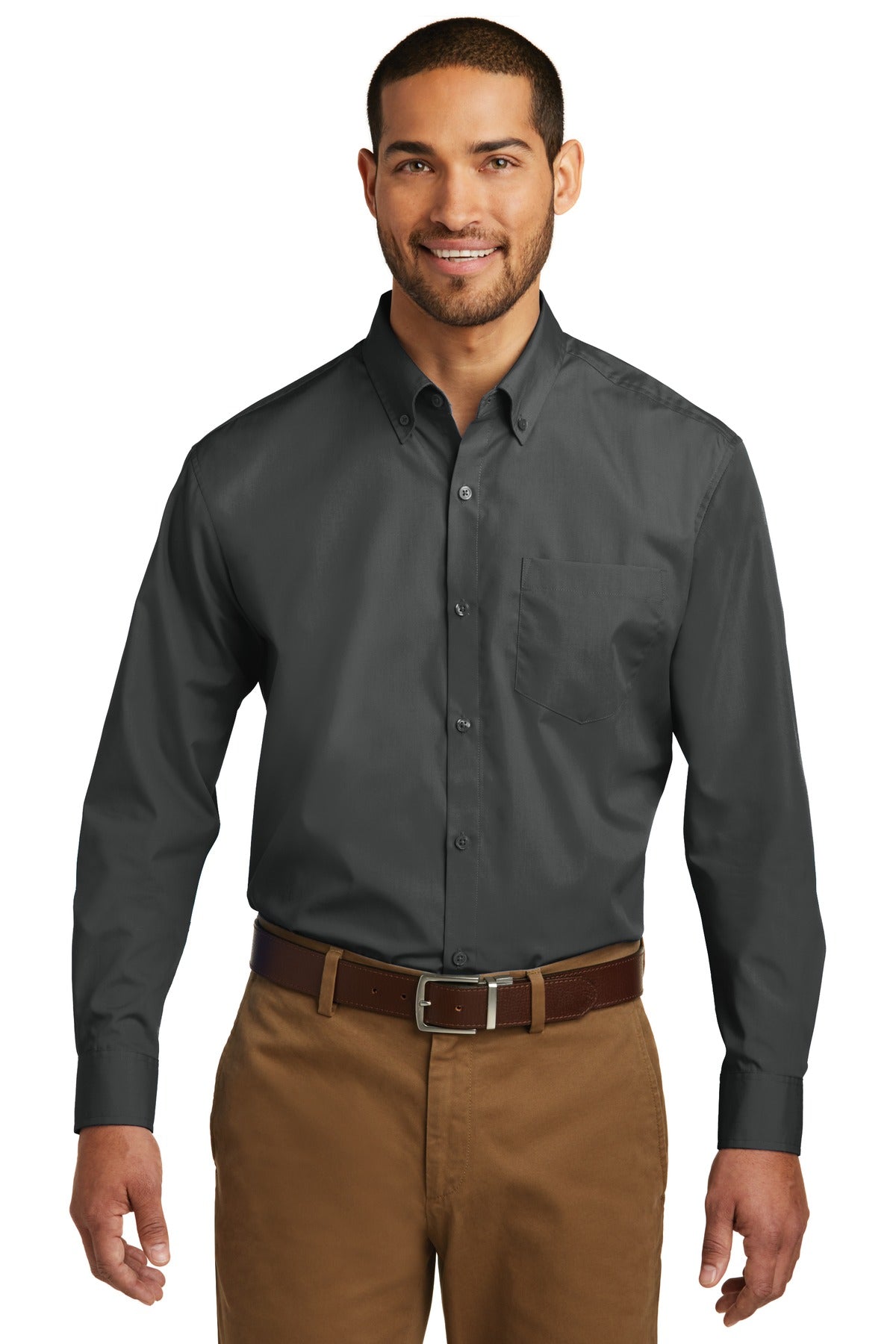 Port Authority Long Sleeve Carefree Poplin Shirt W100 Graphite