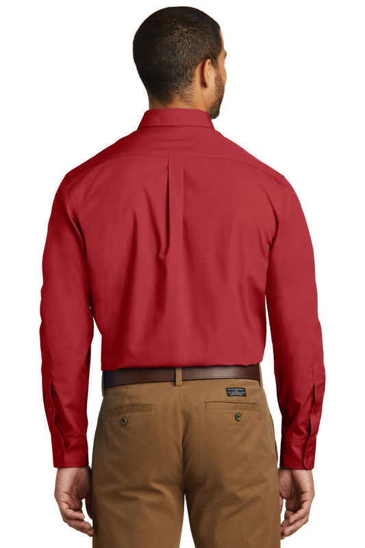 Port Authority Long Sleeve Carefree Poplin Shirt. W100 Rich Red