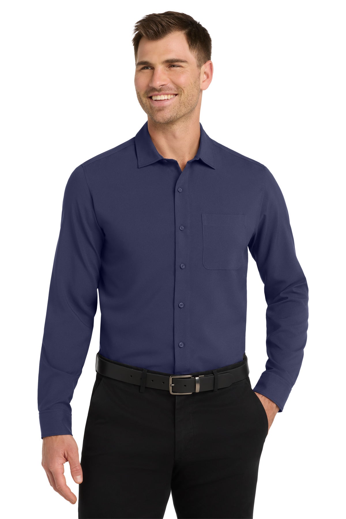 Port Authority Long Sleeve Performance Staff Shirt W401 True Navy