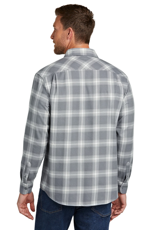 Port Authority Plaid Flannel Shirt. W668 Grey/ Cream Open Plaid