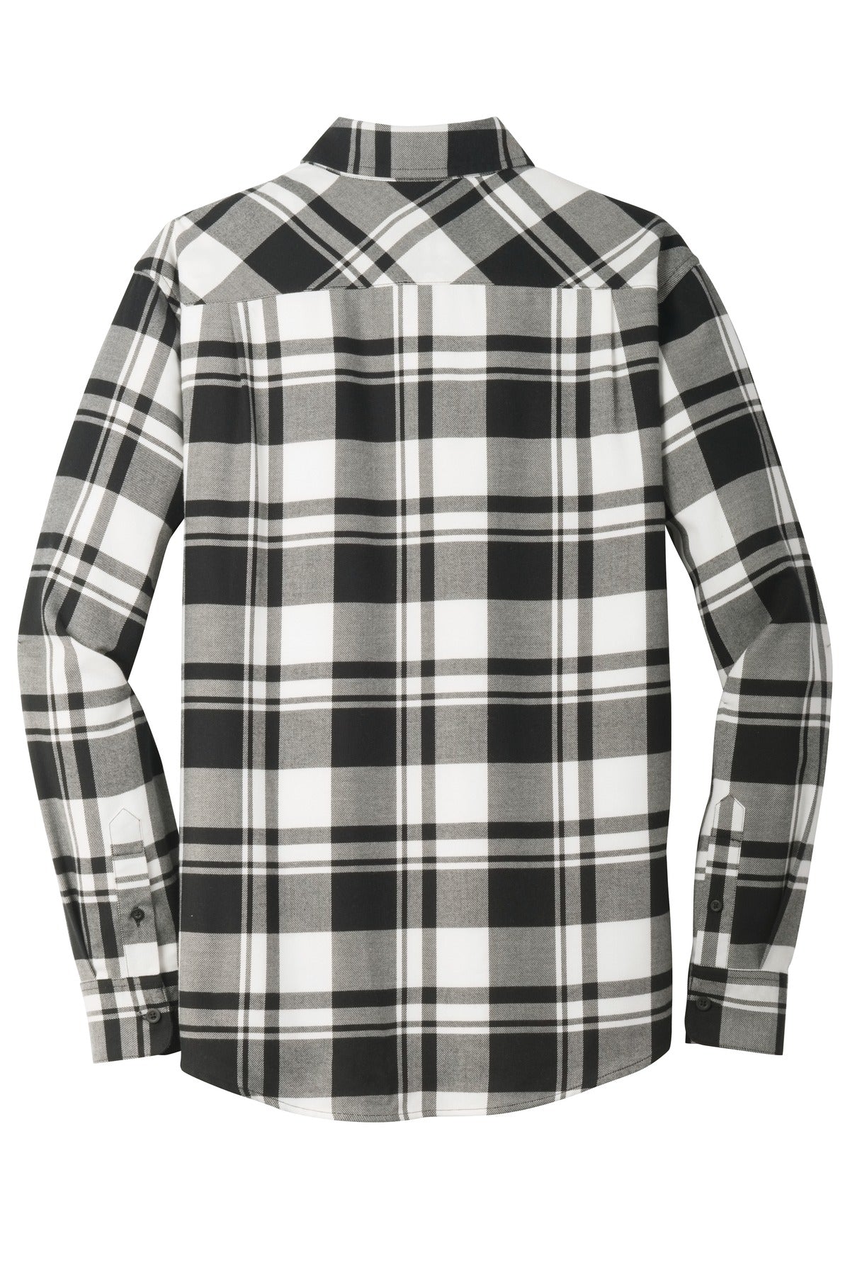 Port Authority Plaid Flannel Shirt. W668 Snow White/ Black