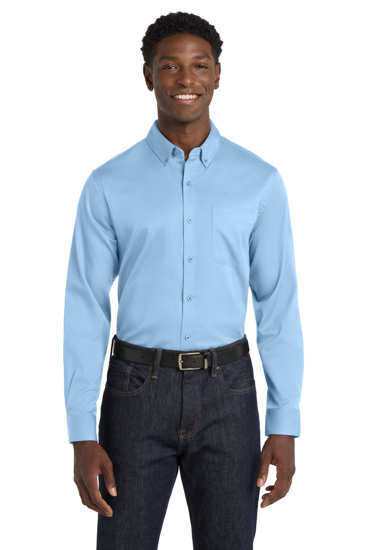 Port Authority Long Sleeve SuperPro React Twill Shirt W808 Cloud Blue