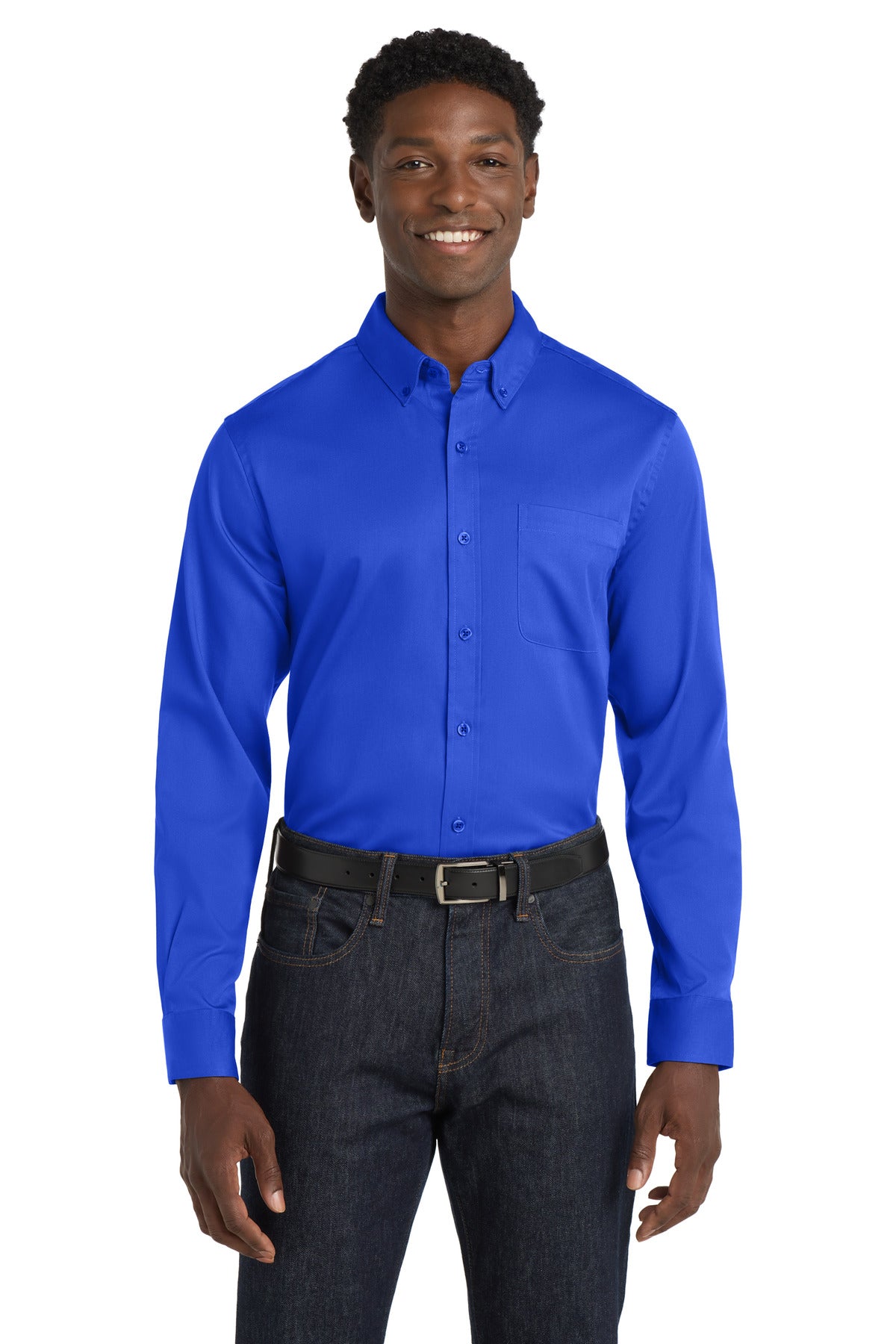 Port Authority Long Sleeve SuperPro React Twill Shirt W808 True Royal
