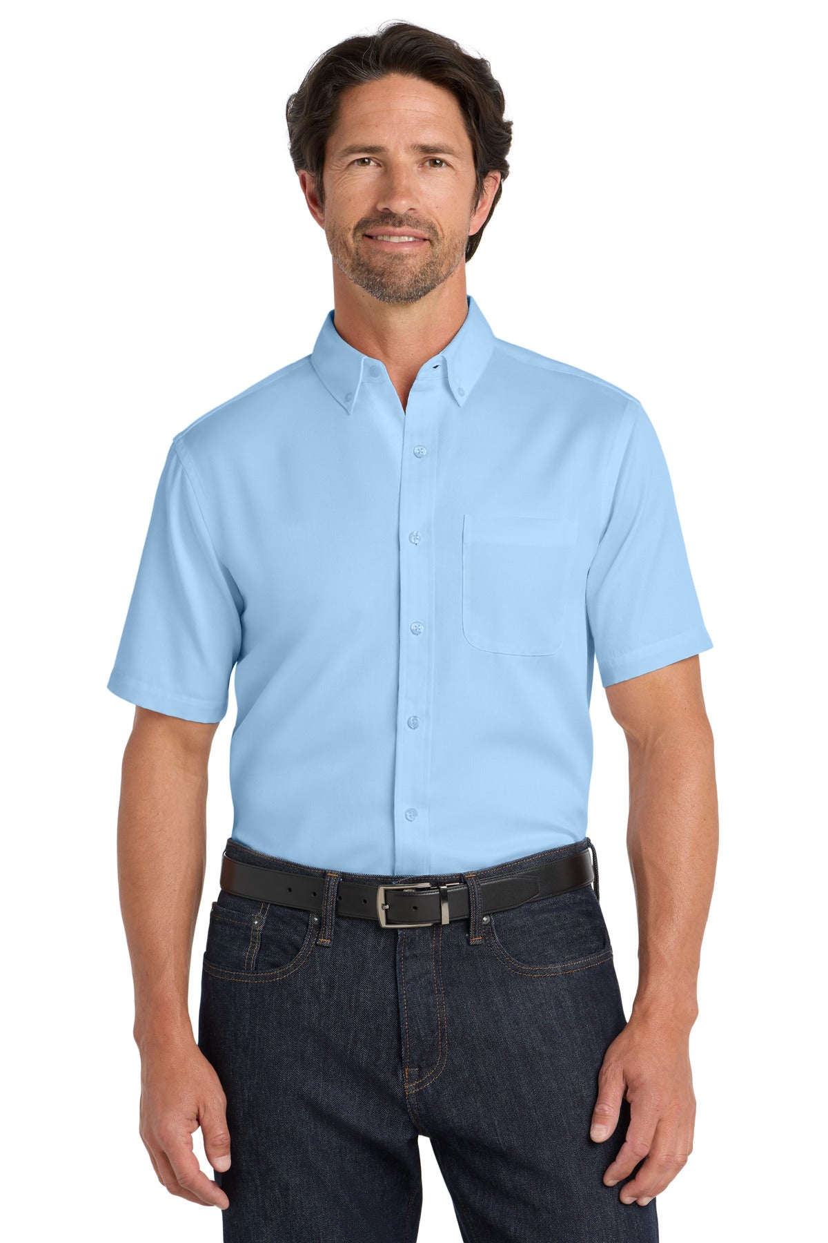 Port Authority Short Sleeve SuperPro React Twill Shirt W809 Cloud Blue