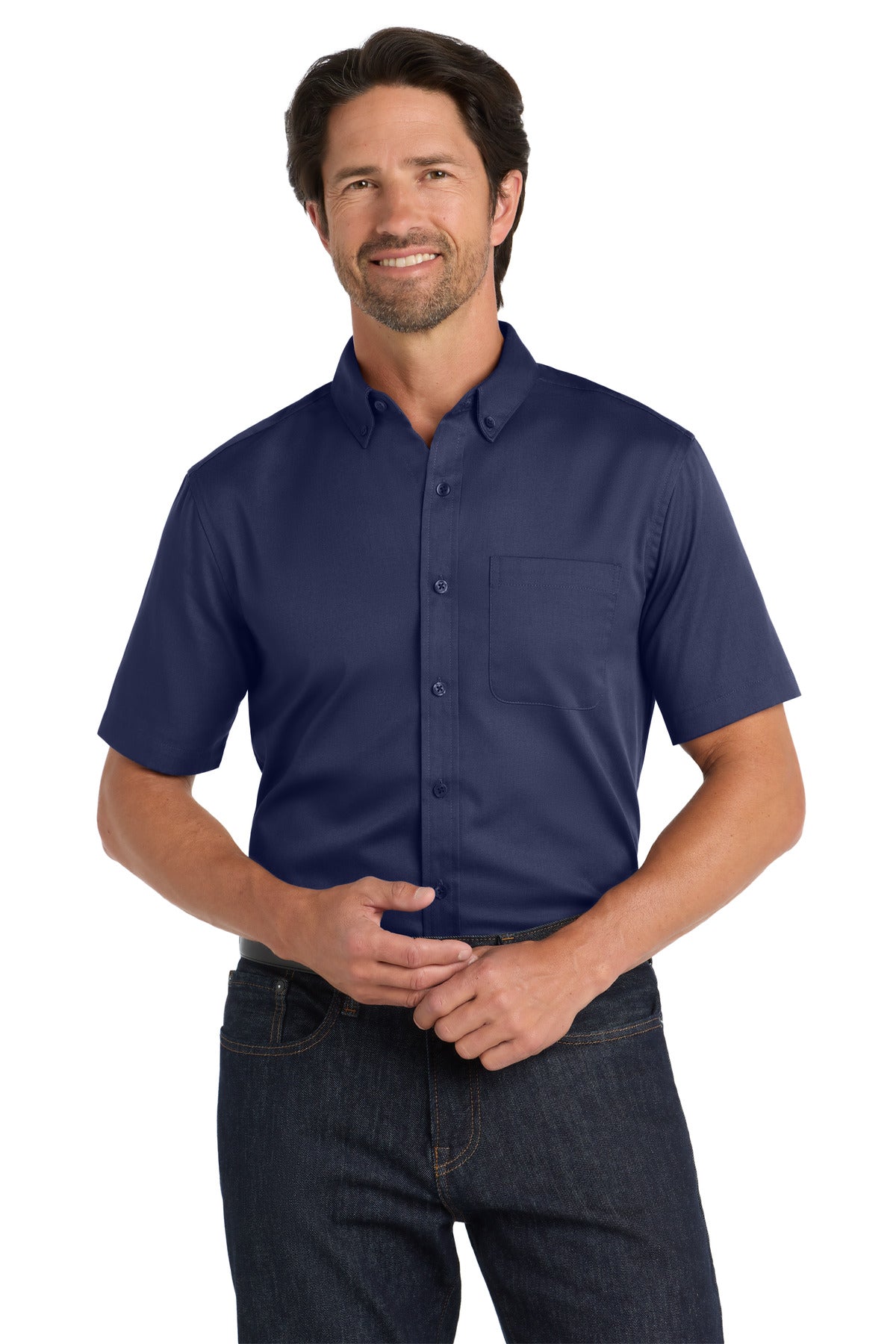 Port Authority Short Sleeve SuperPro React Twill Shirt W809 True Navy