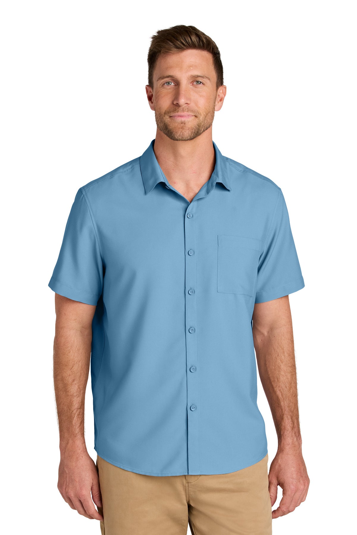 Port Authority Short Sleeve UV Dockside Shirt W963 Carolina Blue