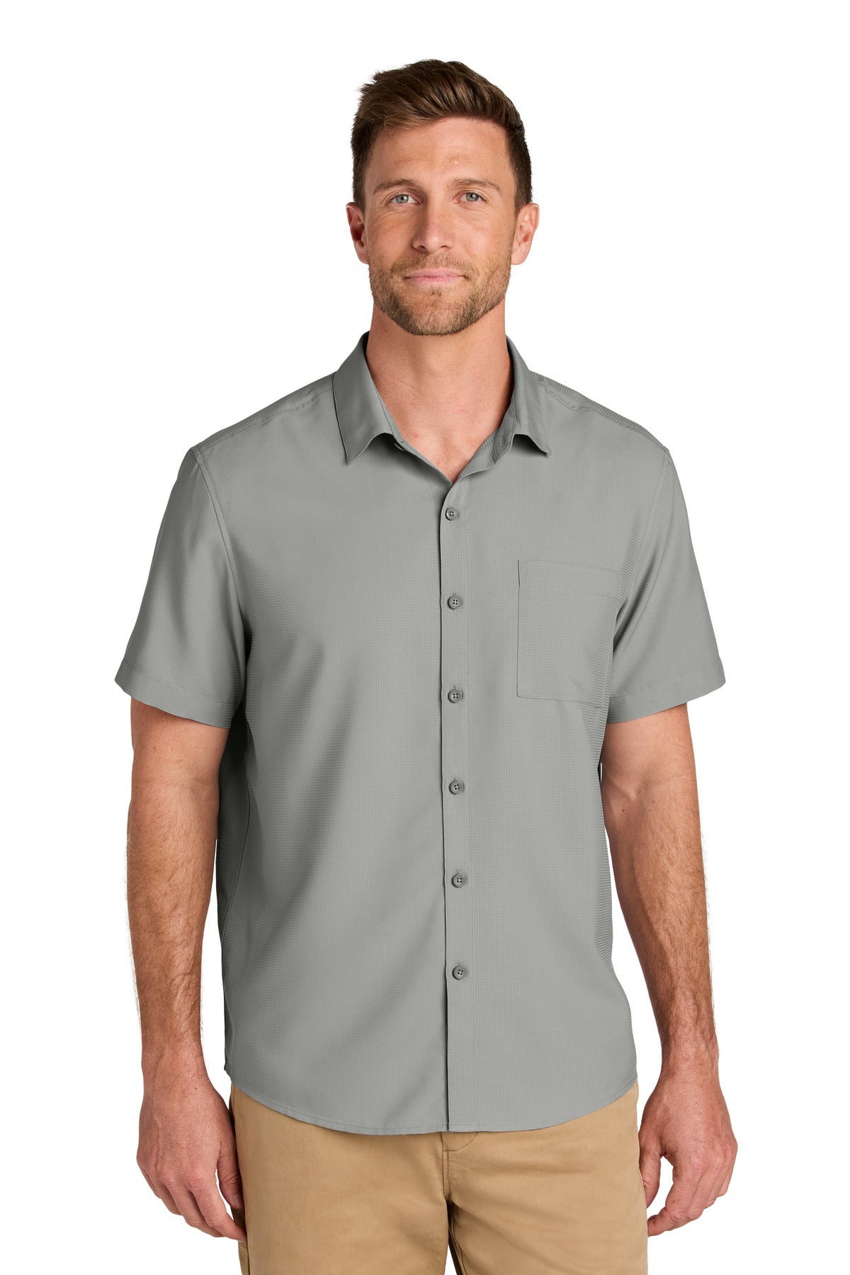 Port Authority Short Sleeve UV Dockside Shirt W963 Gusty Grey