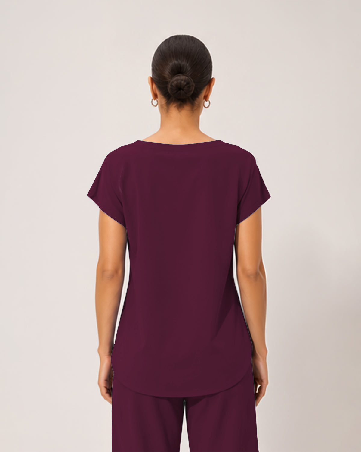 Foundry Women's 1215 Rowan 1 Pocket Boat Neck Dolman Top Wine