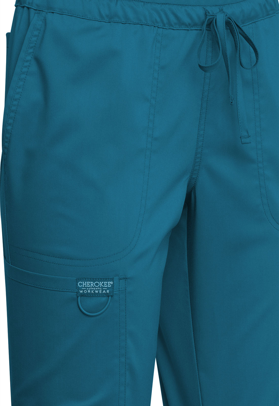 Workwear Revolution WW105 Women's Mid Rise Tapered Leg Drawstring Scrub Pants Caribbean Blue