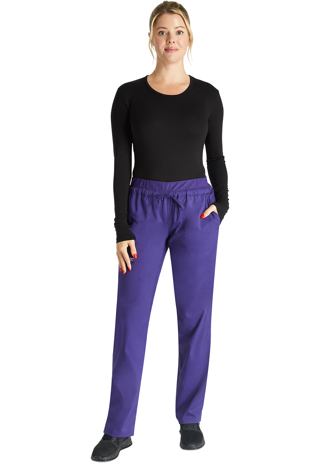 Workwear Revolution WW105 Women's Mid Rise Tapered Leg Drawstring Scrub Pants Grape