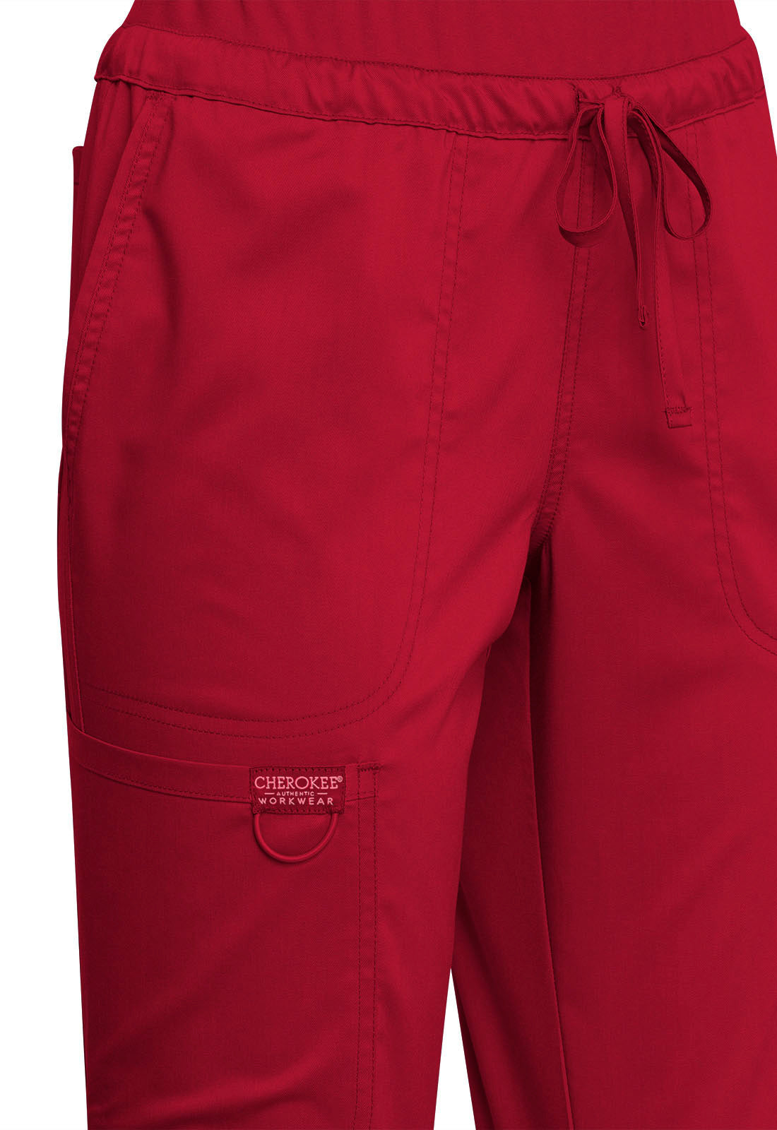 Workwear Revolution WW105 Women's Mid Rise Tapered Leg Drawstring Scrub Pants Red