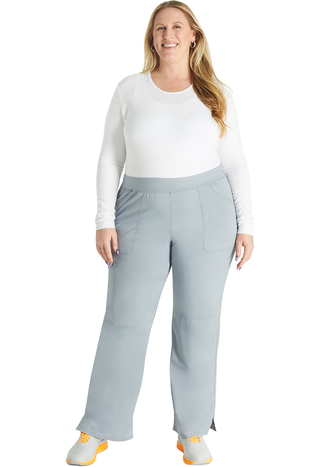 Workwear Revolution WW110 Women's Mid Rise Straight Leg Pull-on Scrub Pants Grey