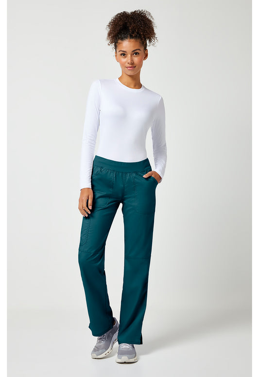 Workwear Revolution WW110 Women's Mid Rise Straight Leg Pull-on Scrub Pants Caribbean Blue