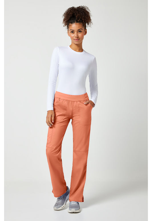 Workwear Revolution WW110 Women's Mid Rise Straight Leg Pull-on Scrub Pants Papaya Juice