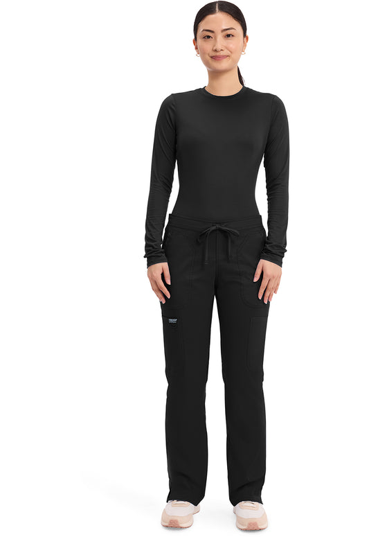 Workwear Revolution WW120 Women's Mid Rise Moderate Flare Drawstring Scrub Pants Black