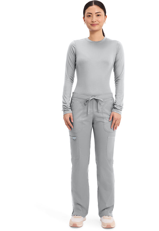 Workwear Revolution WW120 Women's Mid Rise Moderate Flare Drawstring Scrub Pants Grey