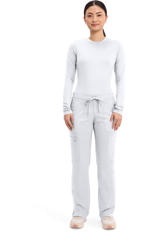 Workwear Revolution WW120 Women's Mid Rise Moderate Flare Drawstring Scrub Pants White