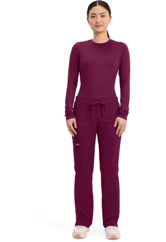 Workwear Revolution WW120 Women's Mid Rise Moderate Flare Drawstring Scrub Pants Wine