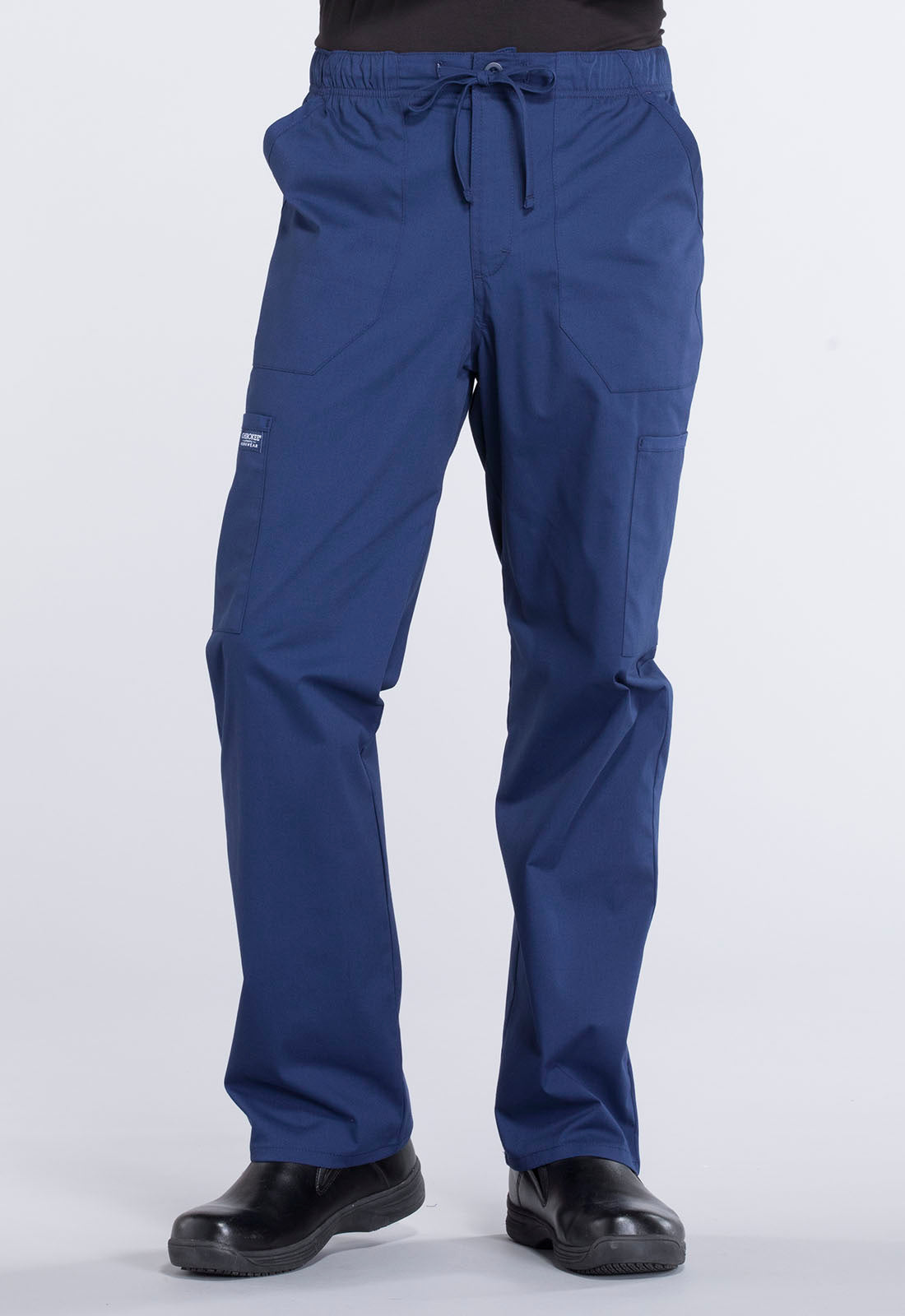 Workwear Professionalessionals WW190 Men's Tapered Leg Fly Front Cargo Scrub Pants Navy