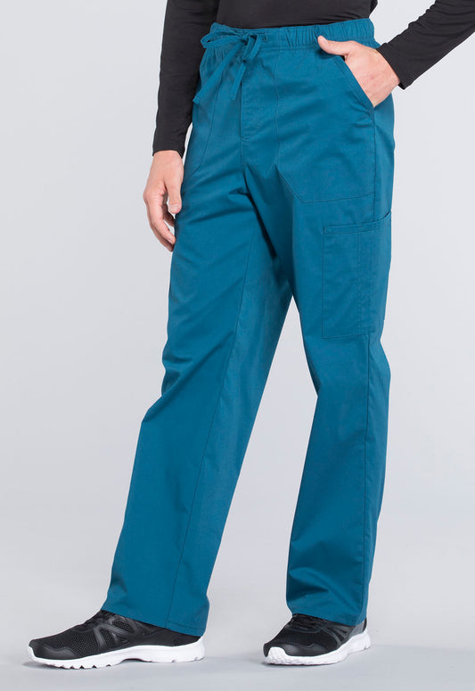 Professionals WW190 Men's Tapered Leg Fly Front Cargo Pants Caribbean Blue Model Image Right Side | Cherokee Workwear