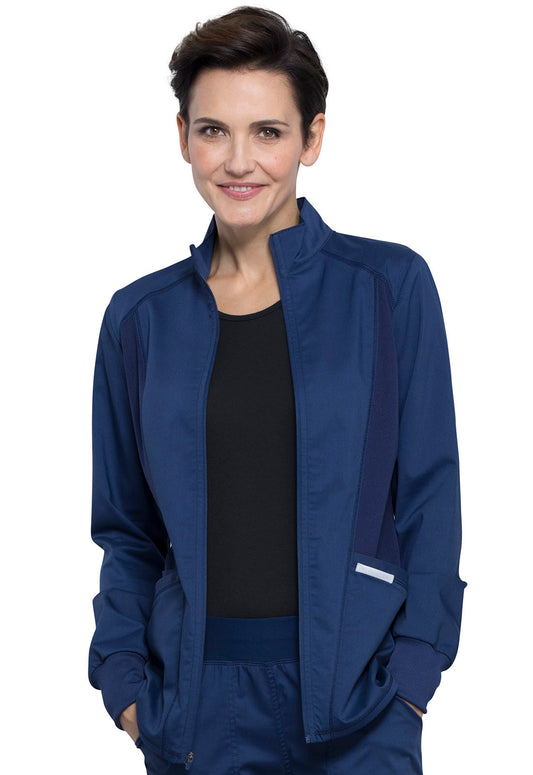 Workwear Revolution WW301 Women's Zip Front High-Low Jacket Navy