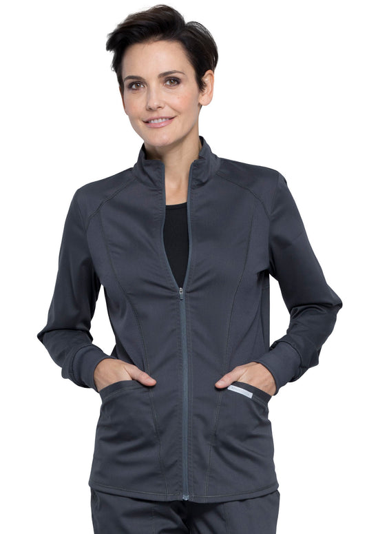 Workwear Revolution WW301 Women's Zip Front High-Low Jacket Pewter