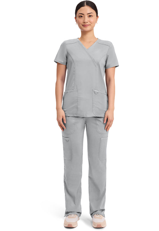 Workwear Revolution WW610 Women's Mock Wrap Scrub Top Grey