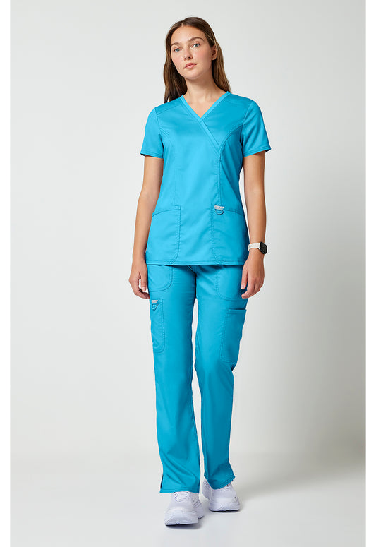 Workwear Revolution WW610 Women's Mock Wrap Scrub Top Turquoise