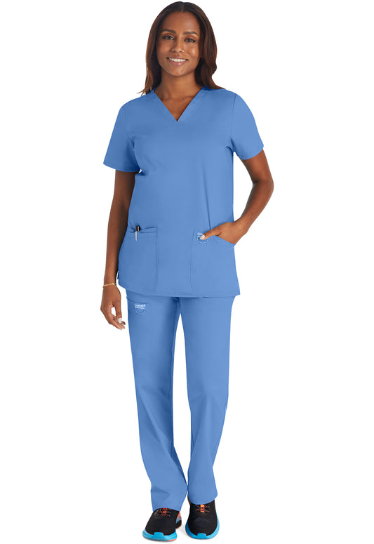 Workwear Revolution WW620 Women's V-Neck Scrub Top Ciel Blue