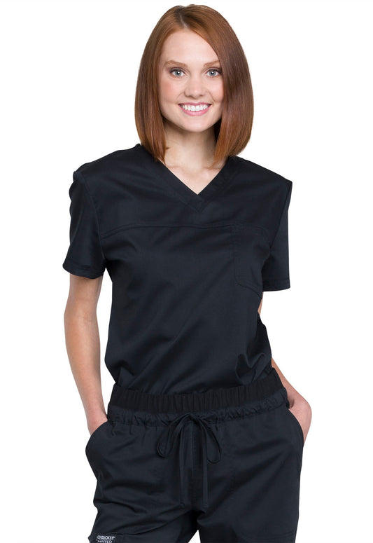 Workwear Revolution WW657 Women's Tuckable V-Neck O.R. Scrub Top Black