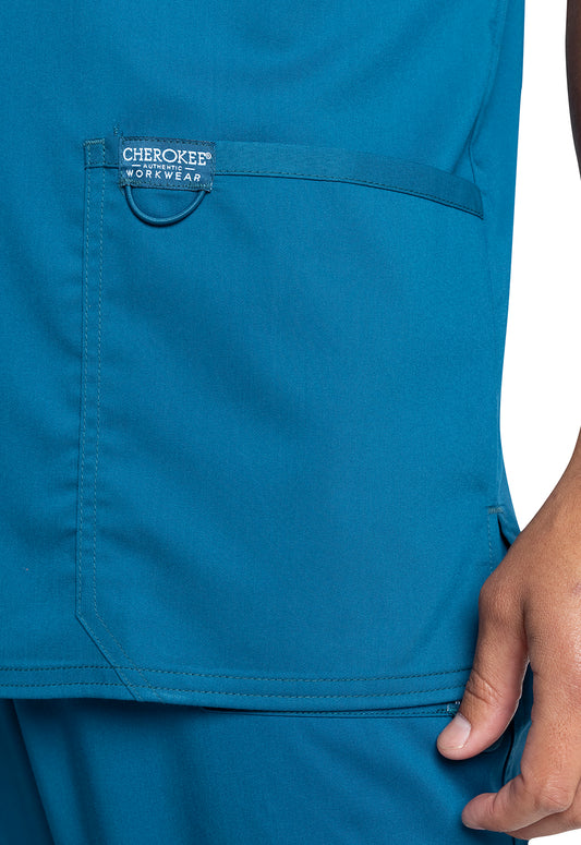 Workwear Revolution WW670 Men's V-Neck Scrub Top Caribbean Blue