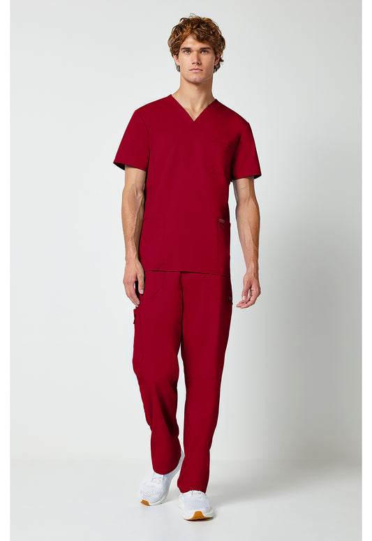 Workwear Revolution WW670 Men's V-Neck Scrub Top Red