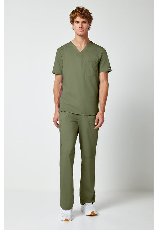 Workwear Revolution WW690 Men's Tuckable V-Neck Scrub Top Olive