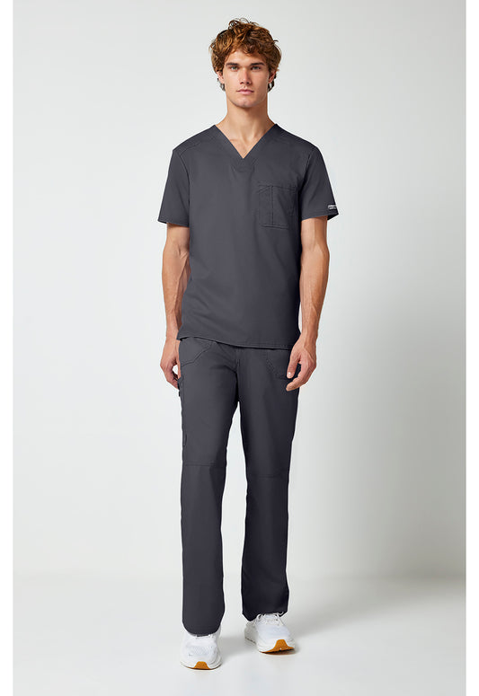 Workwear Revolution WW690 Men's Tuckable V-Neck Scrub Top Pewter