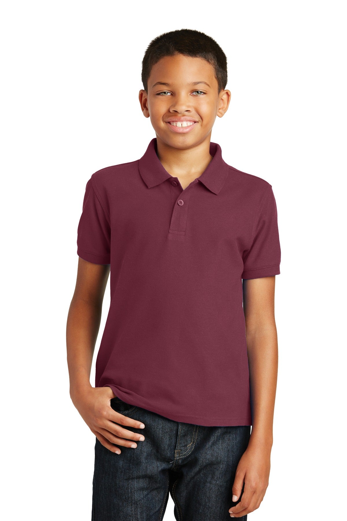 Port Authority Youth Core Classic Pique Polo. Y100 Burgundy