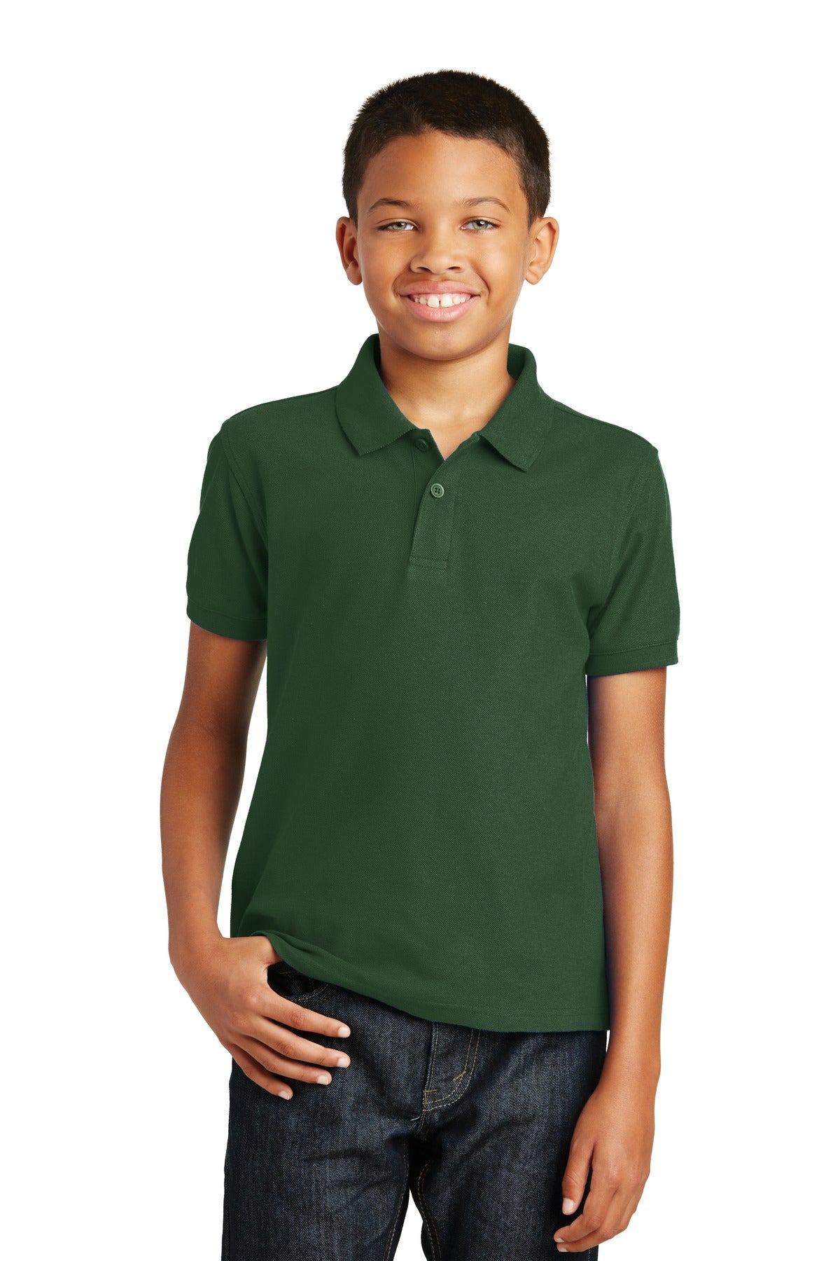 Port Authority Youth Core Classic Pique Polo Y100 Deep Forest Green