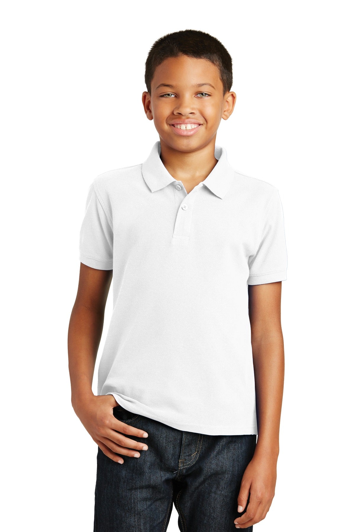 Port Authority Youth Core Classic Pique Polo Y100 White
