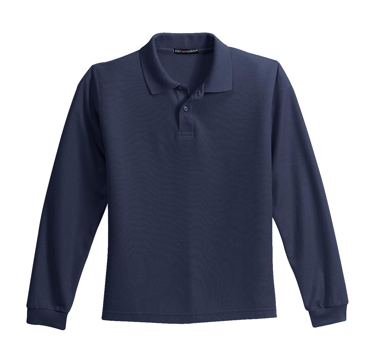 Port Authority Youth Long Sleeve Silk Touch Polo. Y500LS Navy
