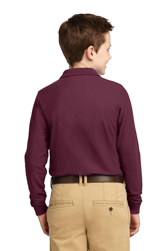 Port Authority Youth Long Sleeve Silk Touch Polo. Y500LS Burgundy