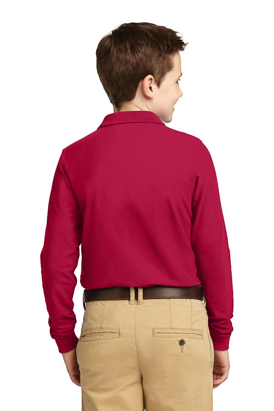 Port Authority Youth Long Sleeve Silk Touch Polo. Y500LS Red